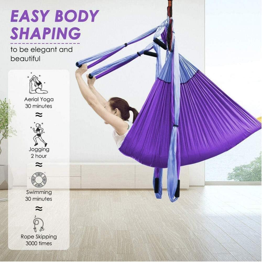 qiuqiu Aerial Yoga Hammock, Yoga Strap Elastic Belt Stretch, Leg Spreader, Be More Flexible with The Door Handle, Stretching Equipment