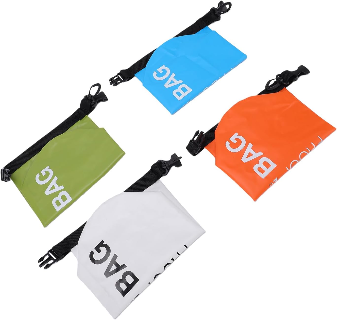 250D PVC Water Proof Bag, Lightweight Outdoor Dry Sack with Reliable Snap Buckles, for Camping Kayaking Swimming Hiking (5L each 1 piece)