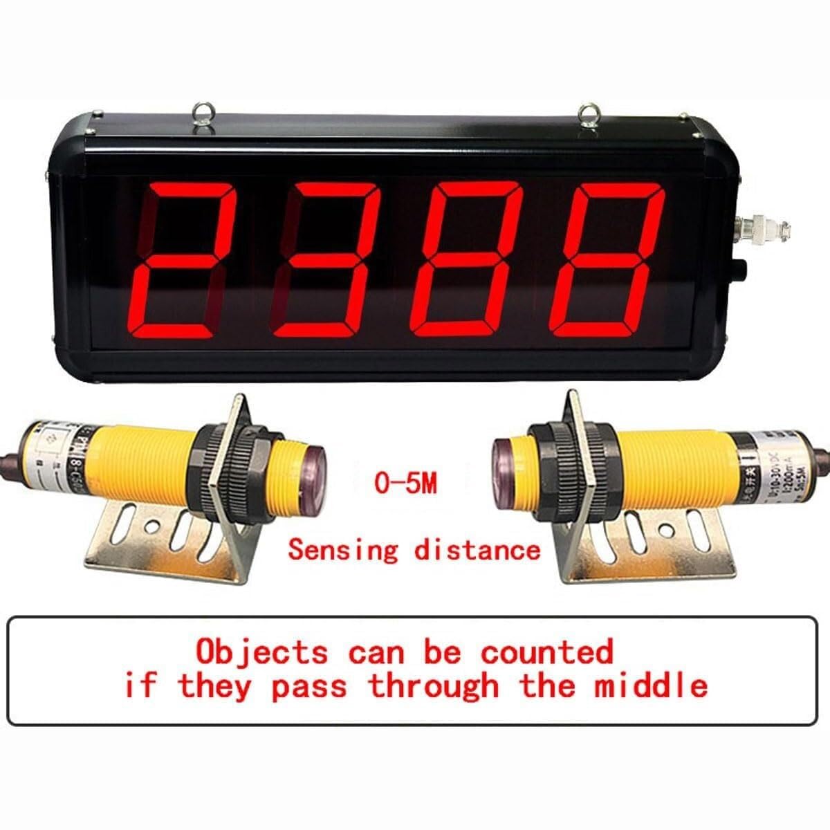 Compteur numérique LED à 4 chiffres, compteur jusqu'à 9999, distance de détection 0-5 m, avec télécommande, pour bande transporteuse, automatisation d'usine