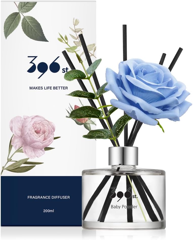 396 st. Rose Flower Reed Diffuser, Baby Powder, 200ml(6.7oz) / Reed Diffuser Sets, Home Fragrance, Scented Oils, Home & Bathroom Dรฉcor