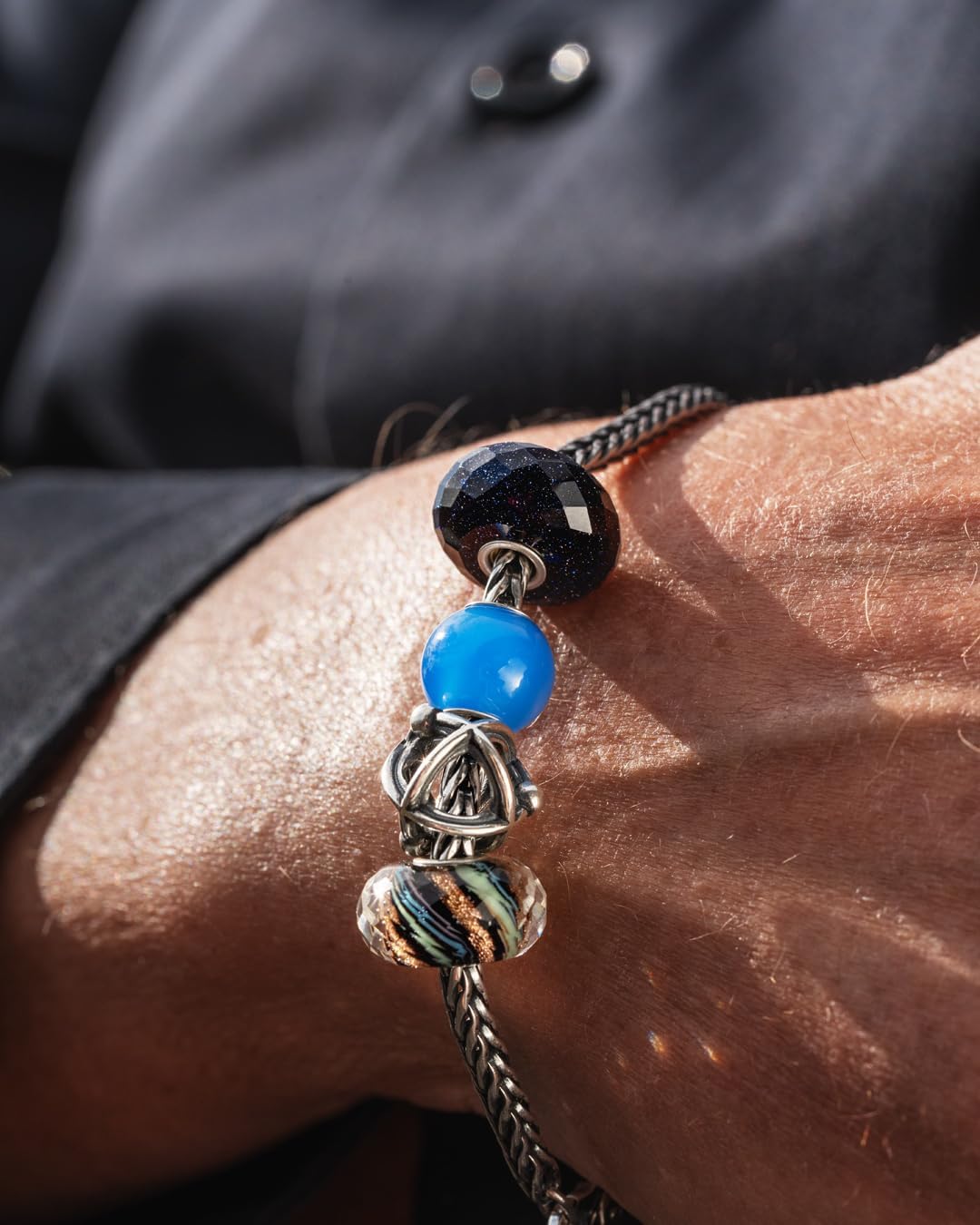 TROLLBEADS Round Blue Agate Bead