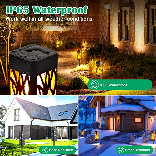 Tomcare Solar Lights Outdoor Flickering Flames Solar Pathway Lights Solar Powered Decorative Solar Garden Lights Waterproof Solar Torch Lights Outdoor Landscape Lighting For Yard Patio Walkway, 8 Pack #TOP4