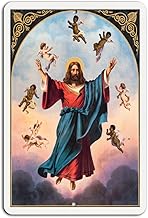 Heavenly Ascension: Embrace Faith and Light Metal Tin Sign - 8x12 Inch Wall Decor for Home, Garage, Bar, Man Cave, or Office