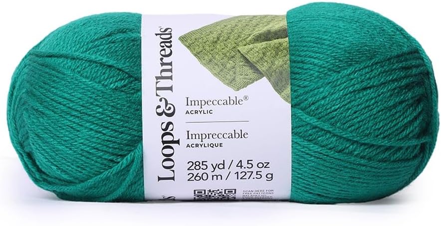 Loops & Threads Impeccable Solid Yarn - Solid Yarn for Knitting, Crochet, Weaving, Arts & Crafts - Kelly Green, Bulk 18 Pack