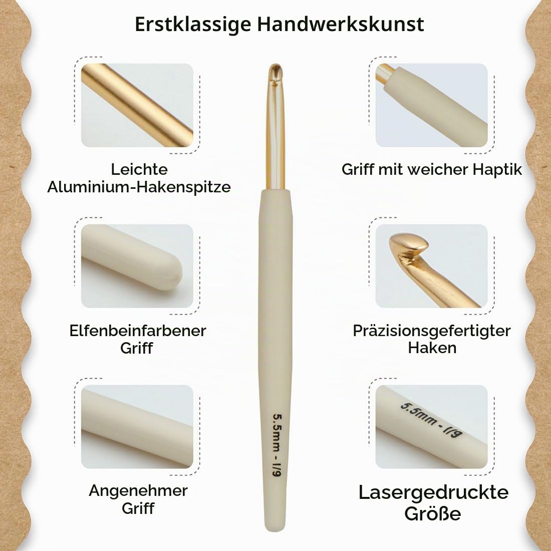 Knitter's Pride Pearl Grande Häkelnadel-Set 2-10 mm, Aluminium, 1 Stk.