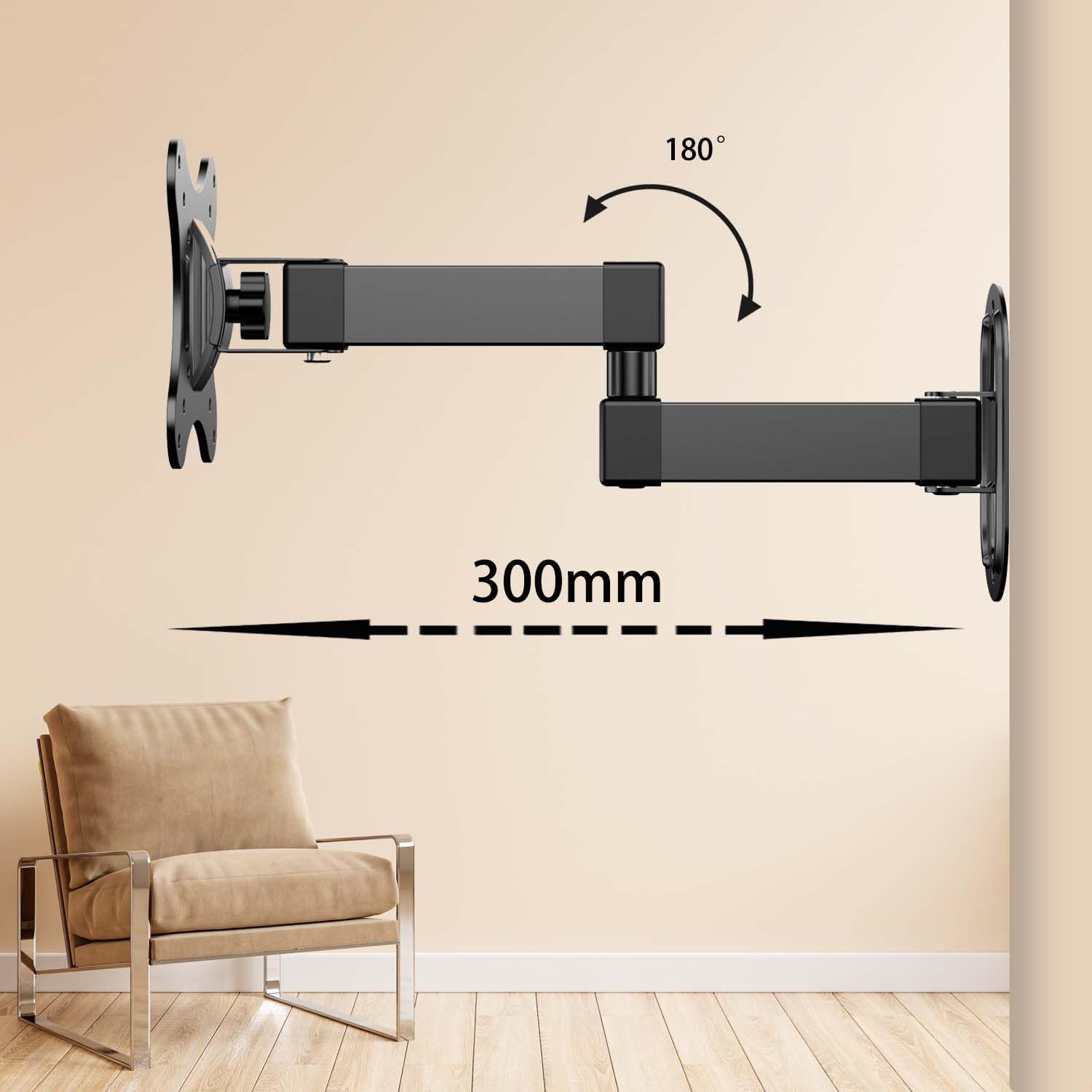 Support TV Mural 14 à 27 Pouces Ecran PC,Orientable et Inclinable,VESA 75x75mm / 100x100mm jusqu'à 10 kg,Universel 17 19 21 24 Pouces Support Mural TV,Support de Moniteur