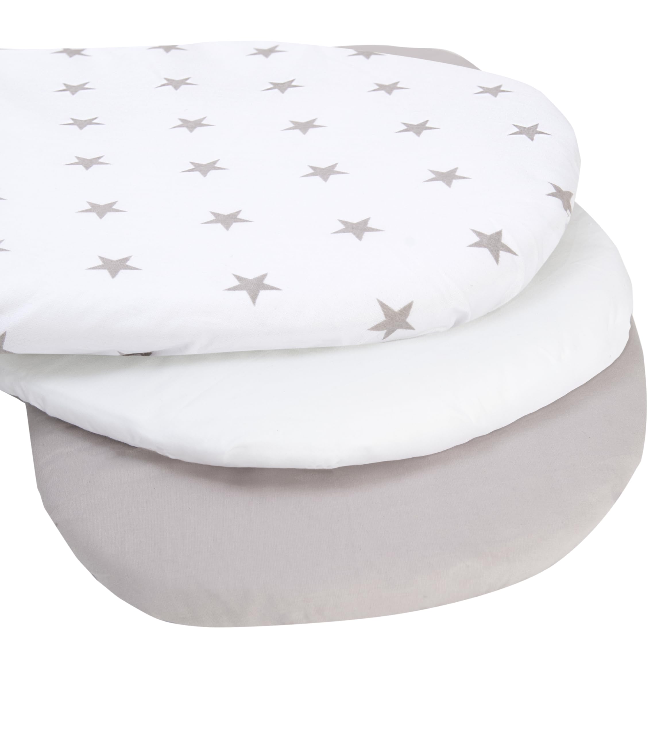 Medi Partners Set of 3 pcs. Fitted Sheet Pram 86 x 40 cm 100% Cotton Mattress Protector Baby, Grey Stars-white-grey, Three pack - Image 2