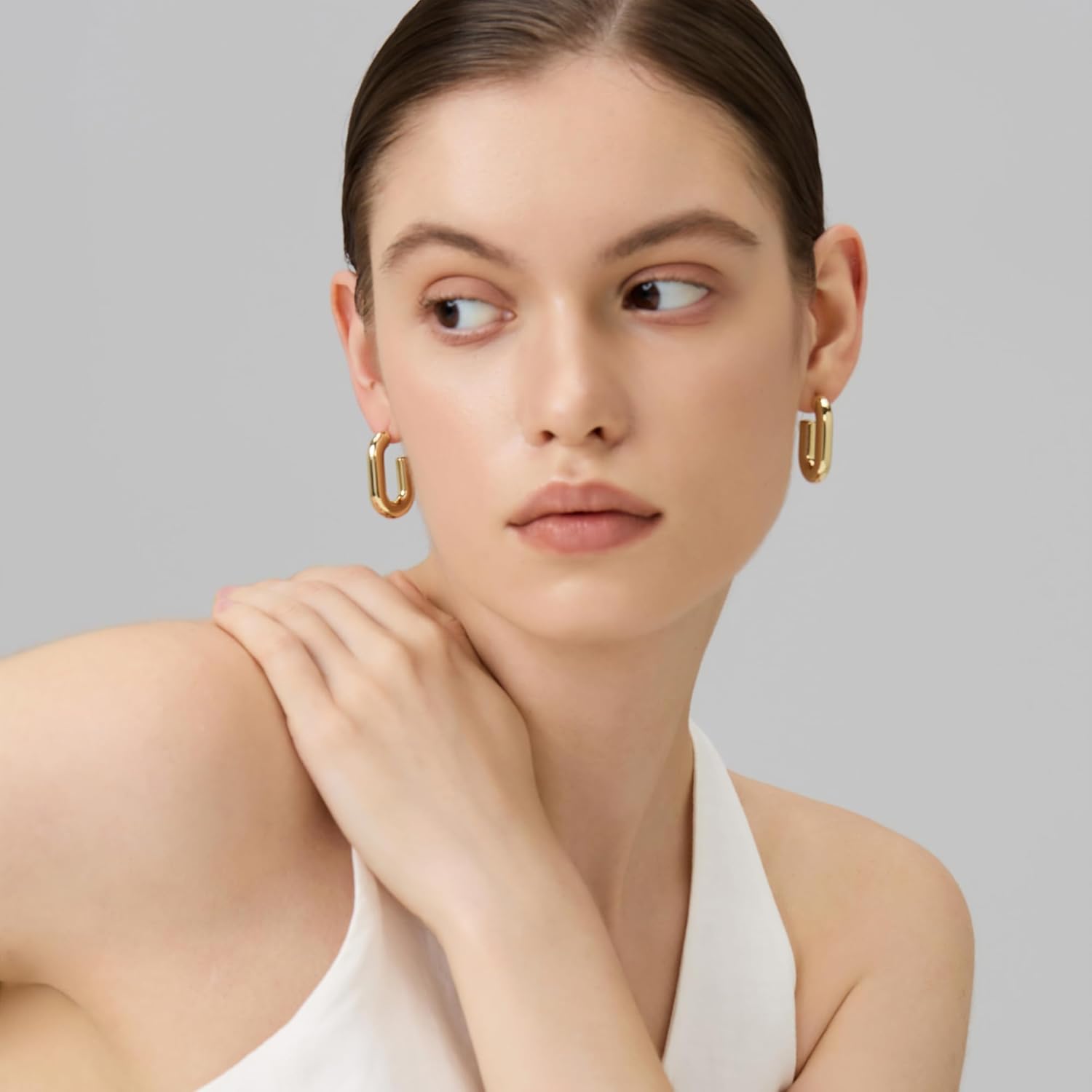 18K Gold Plated Chunky Hoop Earrings for Women Fashion Thick Gold Hoops Set Jewelry for Birthday Christmas Gifts - Image 7