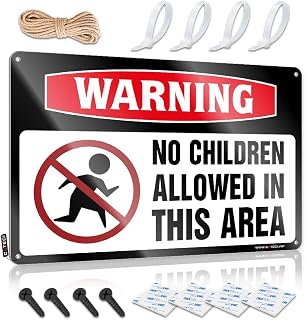 Gaming Metal Tin Decor Warning No Children Allowed In This Area Tin Sign Vintage Coffee Sign Funny Poster Sign(20X30CM)