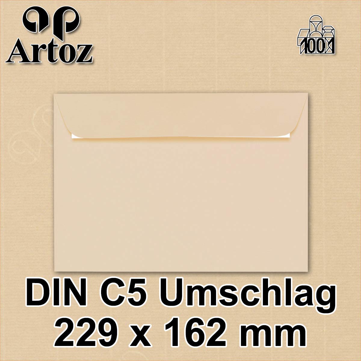 ARTOZ 200 x koperty DIN C5 beżowe (Baileys) – 229 x 162 mm, koperta bez okienka – koperty samoprzylepne – seria ARTOZ 1001