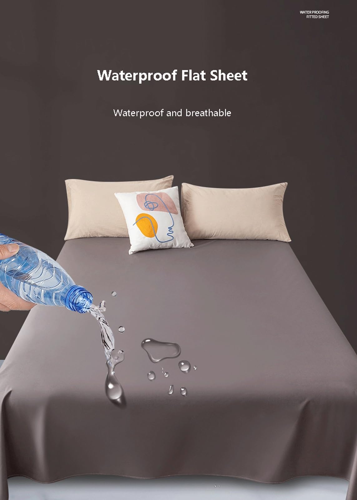 RUZGAR Waterproof Flat Sheets Twin Full Queen Size Bed Sheet Mattress Protector Sheet Luxury and Soft Bedspread(Purple,200x230cm)