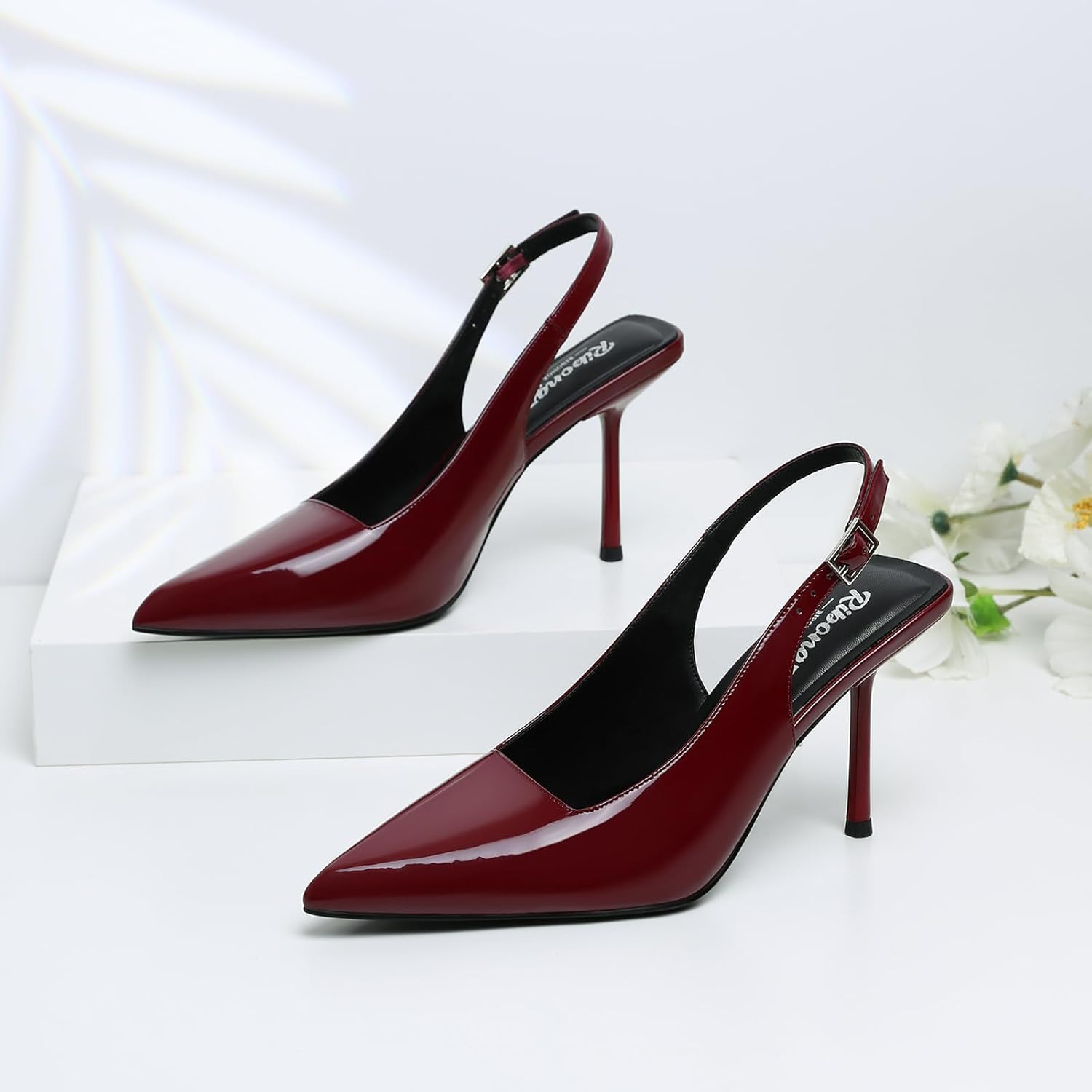 RIBONGZ Sexy Slingback Pumps Elegant Dressy Heels for Women Closed Toe Pointy High Heels Wedding Bride Prom Party Evening Shoes - Image 9