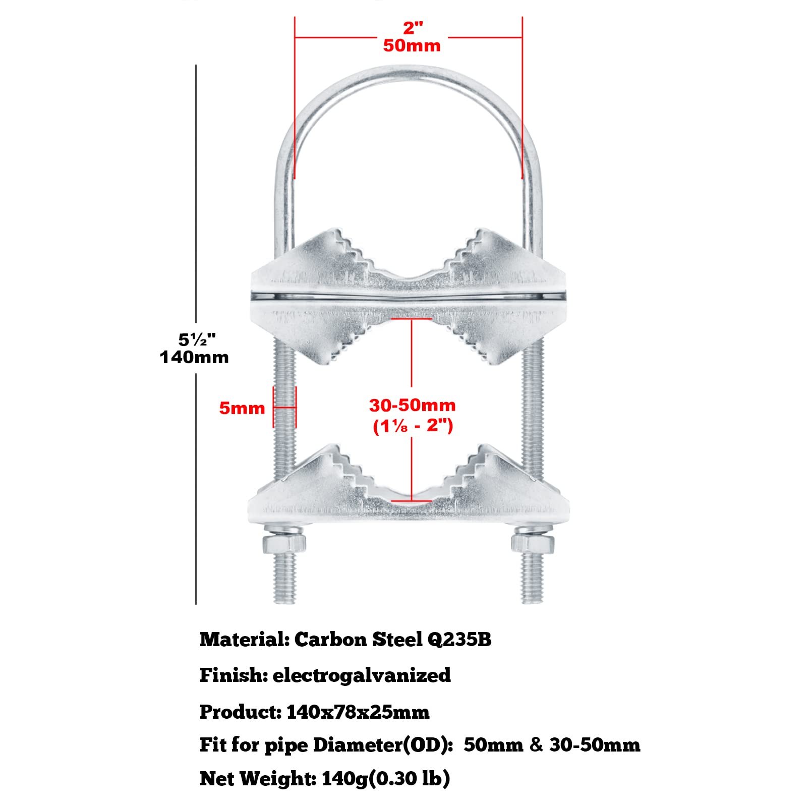 GBGS 6 Sets Double Antenna Mast Clamp,Fit 2