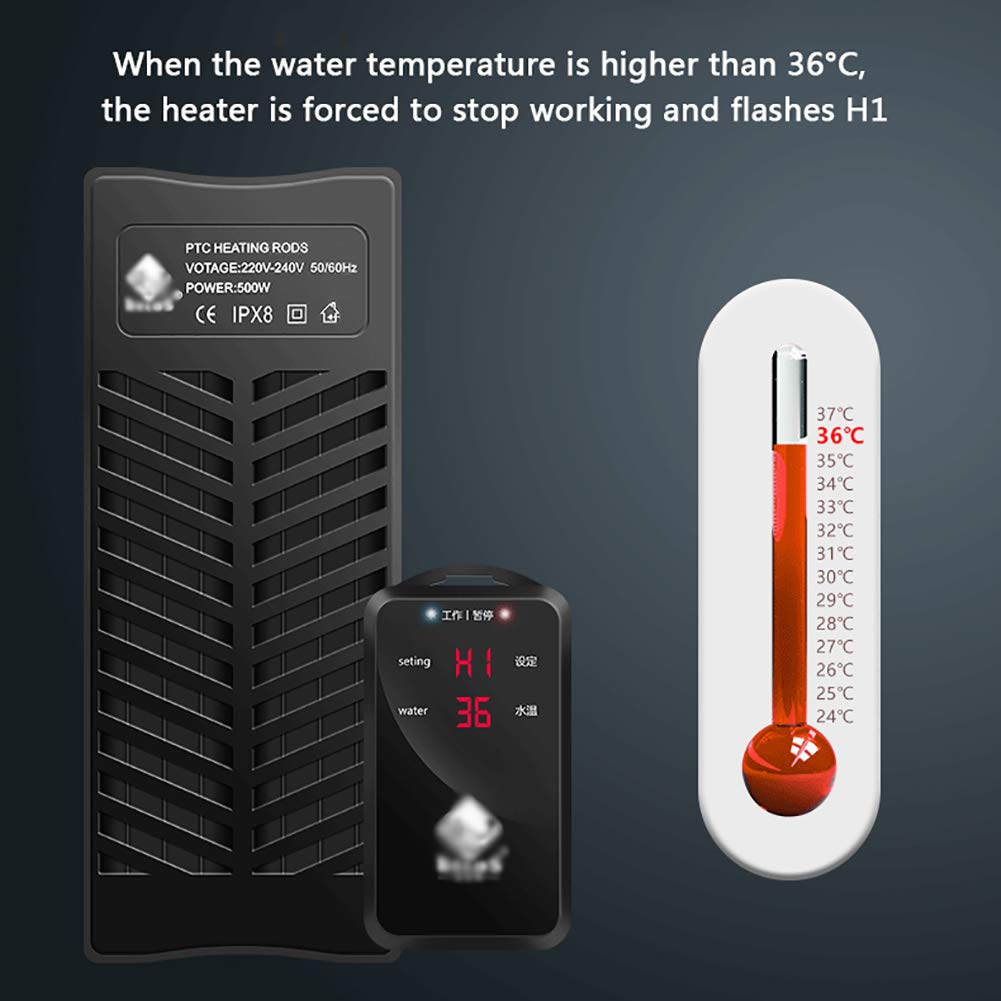 Varilla de calefacción PTC para acuario, tanque de peces, calentador automático de temperatura constante, a prueba de explosiones, ultra corto con controlador de temperatura externo, 1200 W