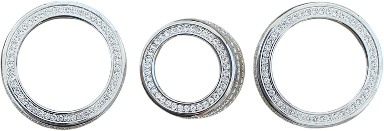Car Interior Bling Decorate Accessories for Alfa Romeo Giulia Stelvio with Crystal Diamonds Decals Accessory for Women (Air Conditioner & Audio knob Cover 3pcs)