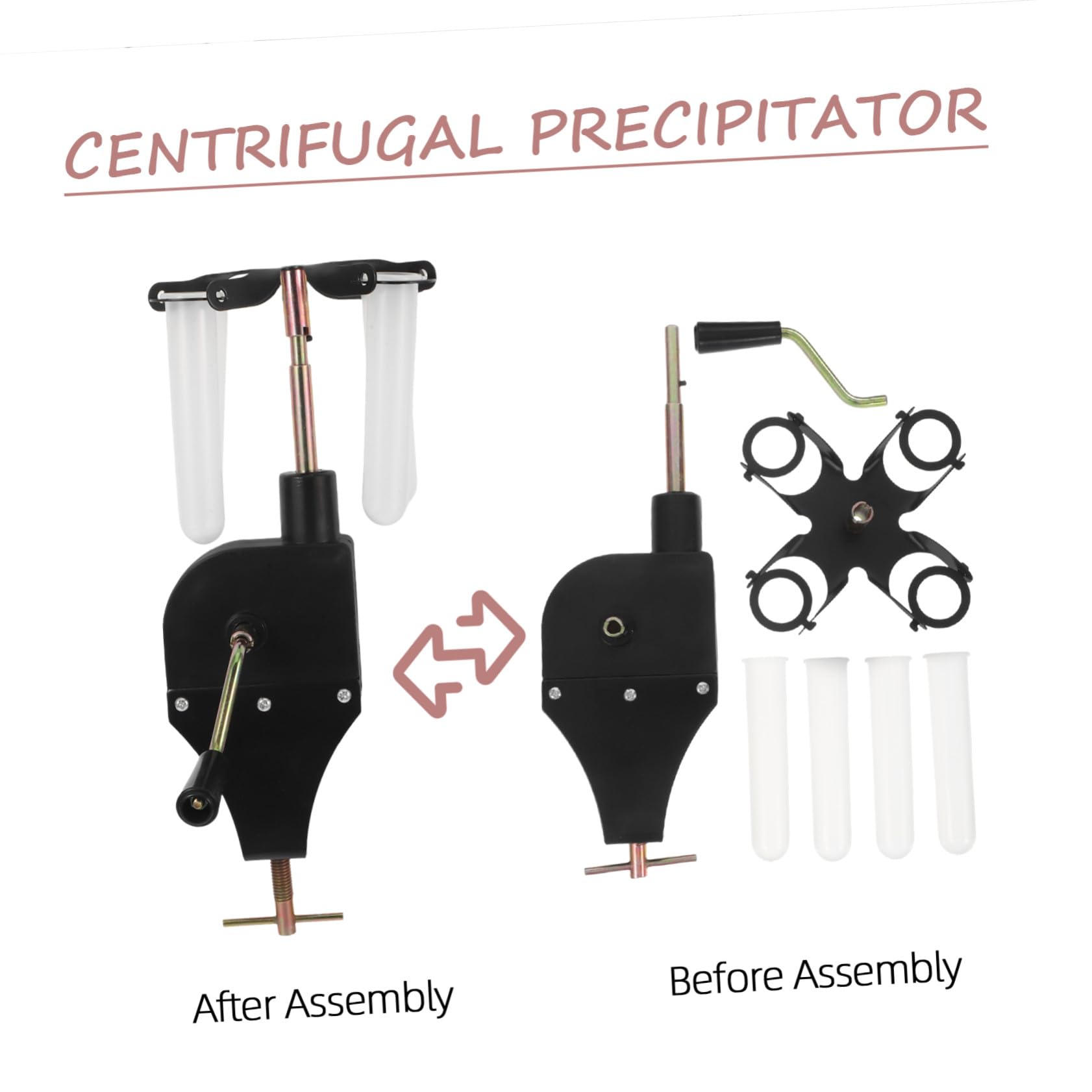 Centrífuga Manual Negra para Laboratorio de Ciencia Escolar, Equipo Experimental de Química y Física, Compacta y Portátil para Experimentos de Secundaria, sin Fuente Externa,