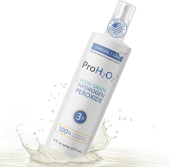 ProH2O2 3% Food Grade Hydrogen Peroxide Natural Cleaner & Disinfectant Suitable for Household Use Ideal for Cleaning, Sanitizing & Gargle 8 fl oz (Spray Bottle)
