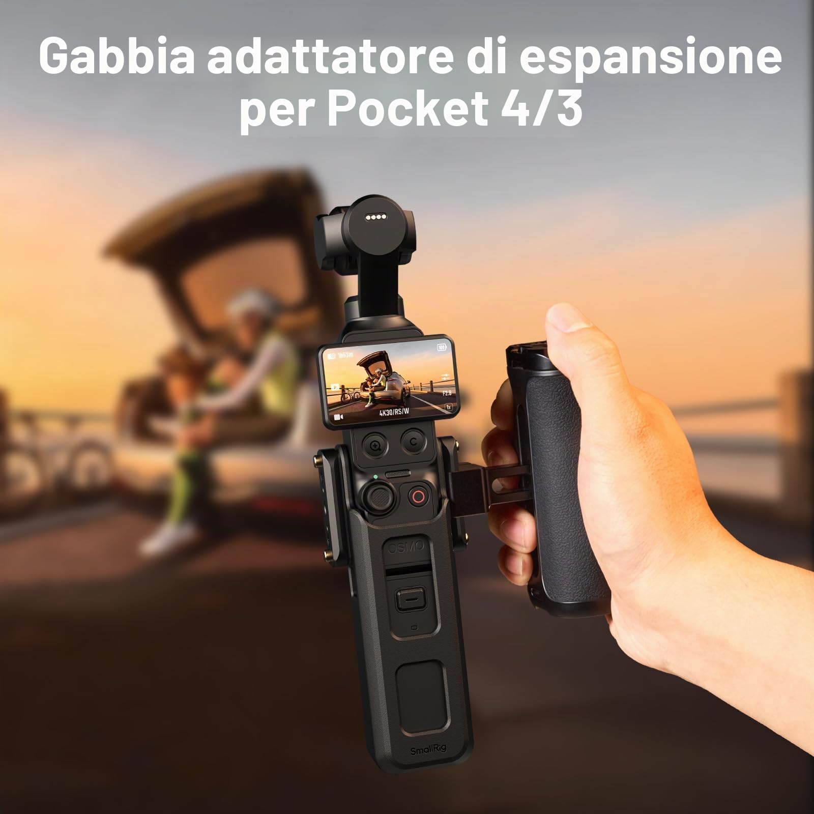 SMALLRIG Adattatore di espansione per DJI Osmo Pocket 4/3, per accessori Xtra Muse, con supporto magnetico bidirezionale, foro di posizionamento da 1/4"-20 e slitta NATO - 6006