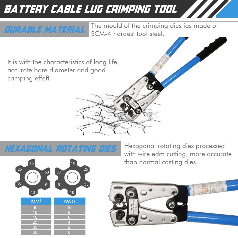 Buy Battery Cable Lug Crimping Tool Wire Crimper for Battery Terminal