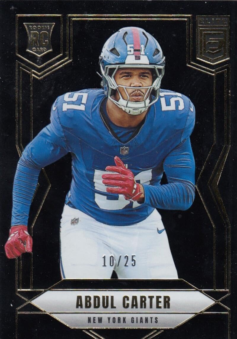 Football Trading Card 2025 Donruss Elite Black #111 Abdul Carter EX/NM RC Rookie 10/25 NY Giants
