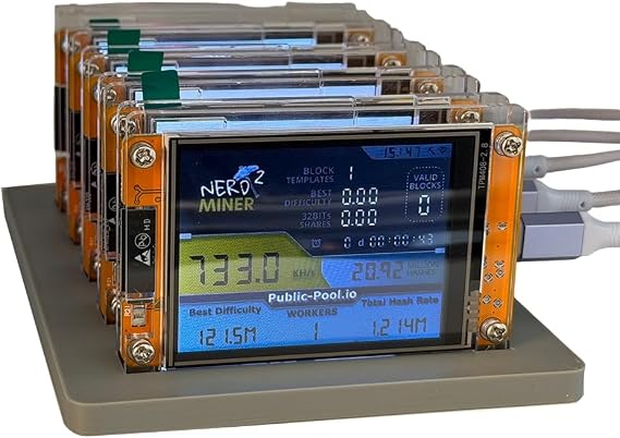 5X 735/S NMMinerNerdMiner+5スロットスタンドアップグレードビットコインクリプトソロロッタリーマイナー 2.8インチスマートディスプレイマイナー