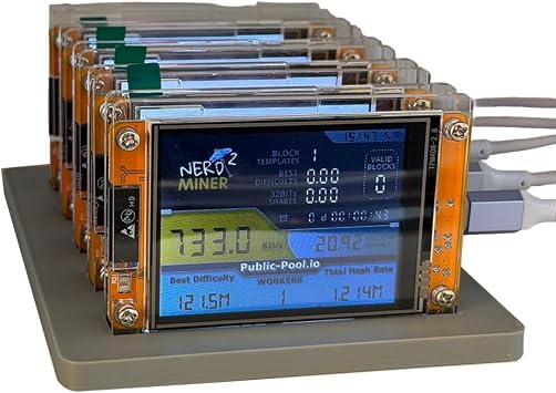 5X 735/S NMMinerNerdMiner+5スロットスタンドアップグレードビットコインクリプトソロロッタリーマイナー 2.8インチスマートディスプレイマイナー