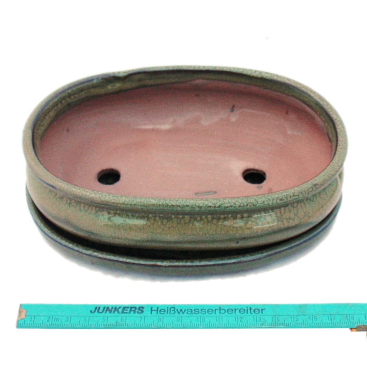 exotenherz Bol à bonsaï avec soucoupe taille 3 - marron olive - ovale - modèle O47 - L 19 cm - l 13,5 cm - H 5 cm