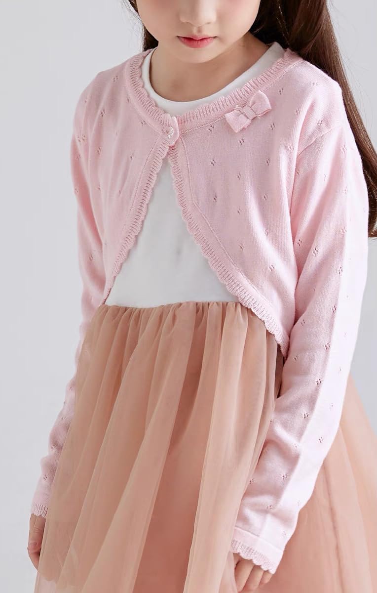 Baby Girls Cardigan Sweater Bolero Shrugs Toddler Kids Knitted Long Sleeve Button Closure Cropped Dress Up Jacket Tops - Image 3
