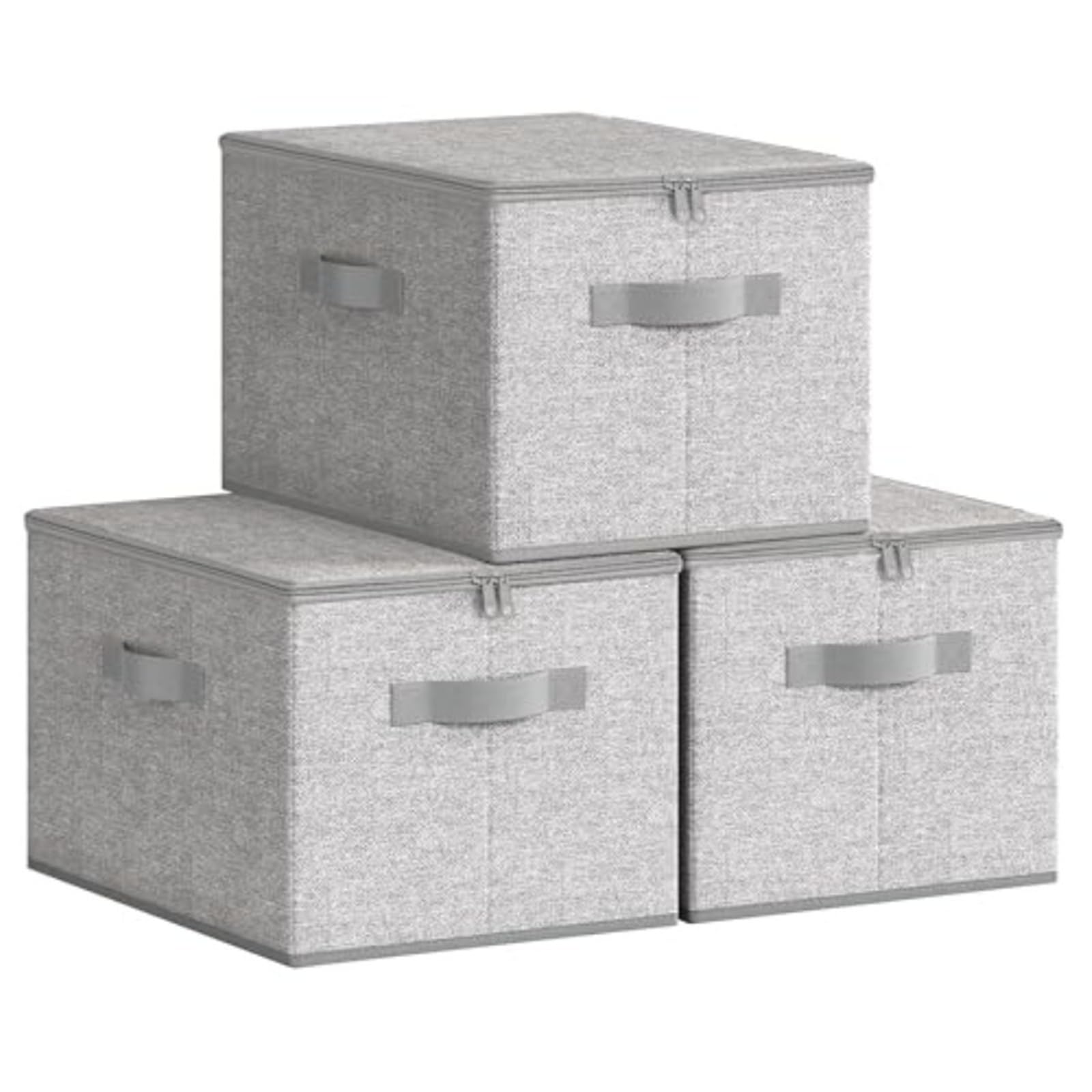 Clothes Storage Bins with Lids 3pc Foldable Storage Organizer Boxes