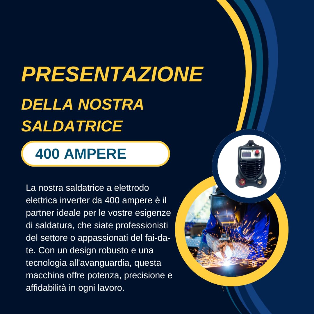 Saldatrice a Elettrodo Elettrica Inverter da 400 Ampere con Accessori - Soluzioni Professionali per Saldature Precise e Affidabili