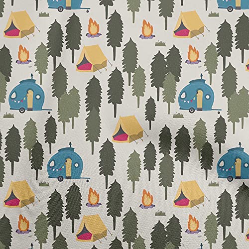 oneOone Cotton Jersey Off White Fabric Camping Dress Material Fabric Print Fabric By The Yard 58 Inch Wide