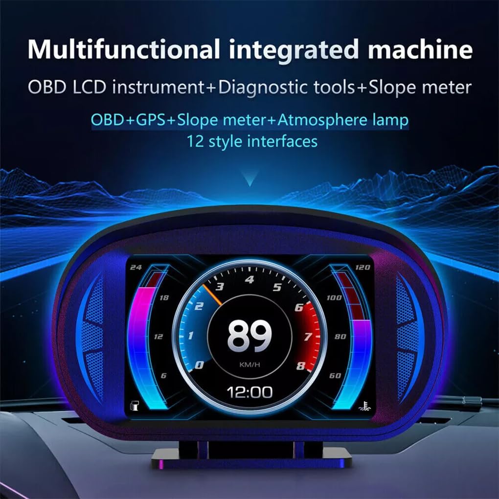 Pantalla HUD única para coche con velocímetro GPS integrado y función OBD. Proyector HUD para ordenador de a