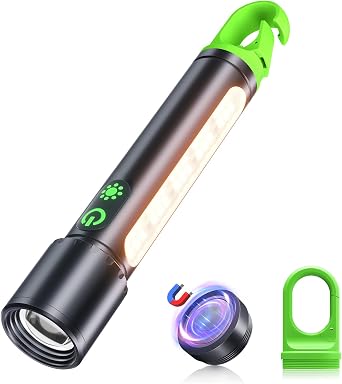 ADDplus Magnetic Flashlight Rechargeable,2000LM 5000mAh Flashlights High Lumens with 9 Modes,Waterproof 1, Cyan
