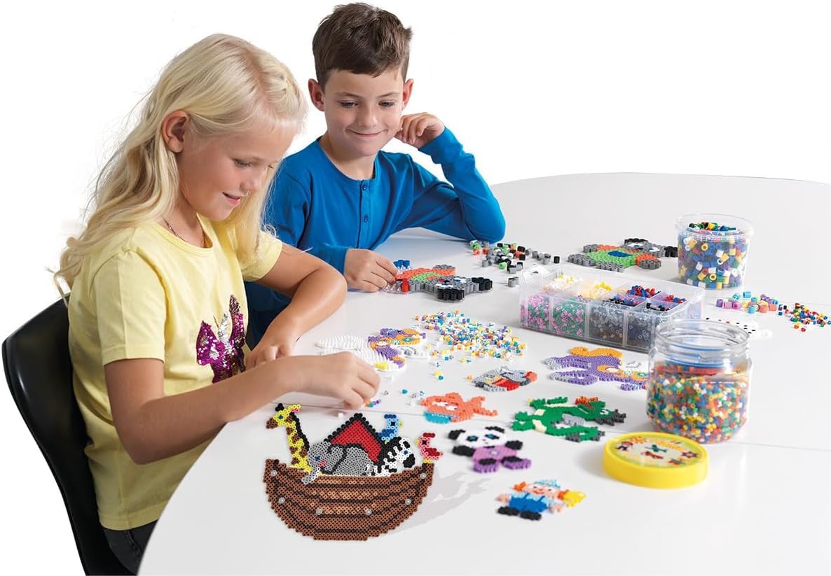 Hama Cuentas para planchar | 7 bolsas de 1000 cuentas: colores n.º 207-01, 03, 05, 09, 10, 12, 18 | Mosaik-Deko Art & Manualidades para niños creativos a partir de 5 años