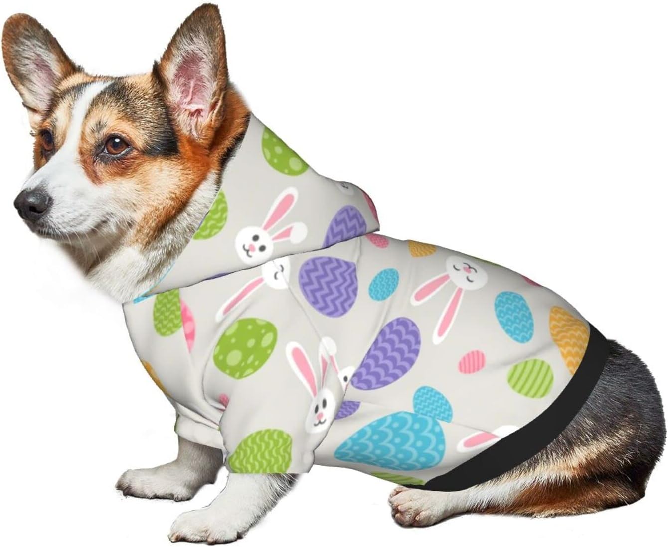 Happy Easter Rabbit Pattern Dog Hoodies, Pet Clothes Costumes, Pets Wear Hoodie Sweatshirt Outfit for Dogs Cats Cosplay Party,Medium
