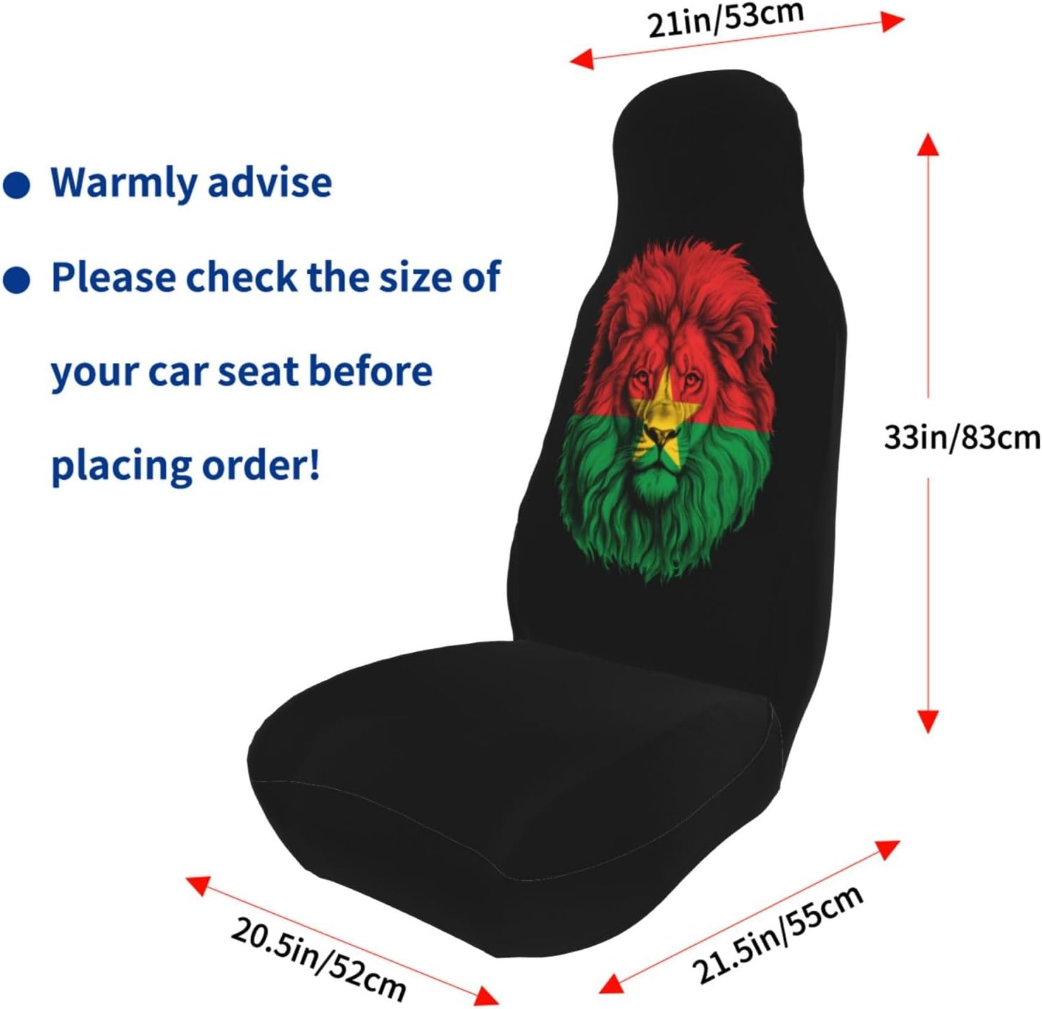 Burkina Faso People of Burkina Faso Lion Flag Car Seat Cover (Set of 2) Car Front Seat Cover Washable Breathable Vehicle Cushion Protector for Sedan Truck Automotive, SUV, Van