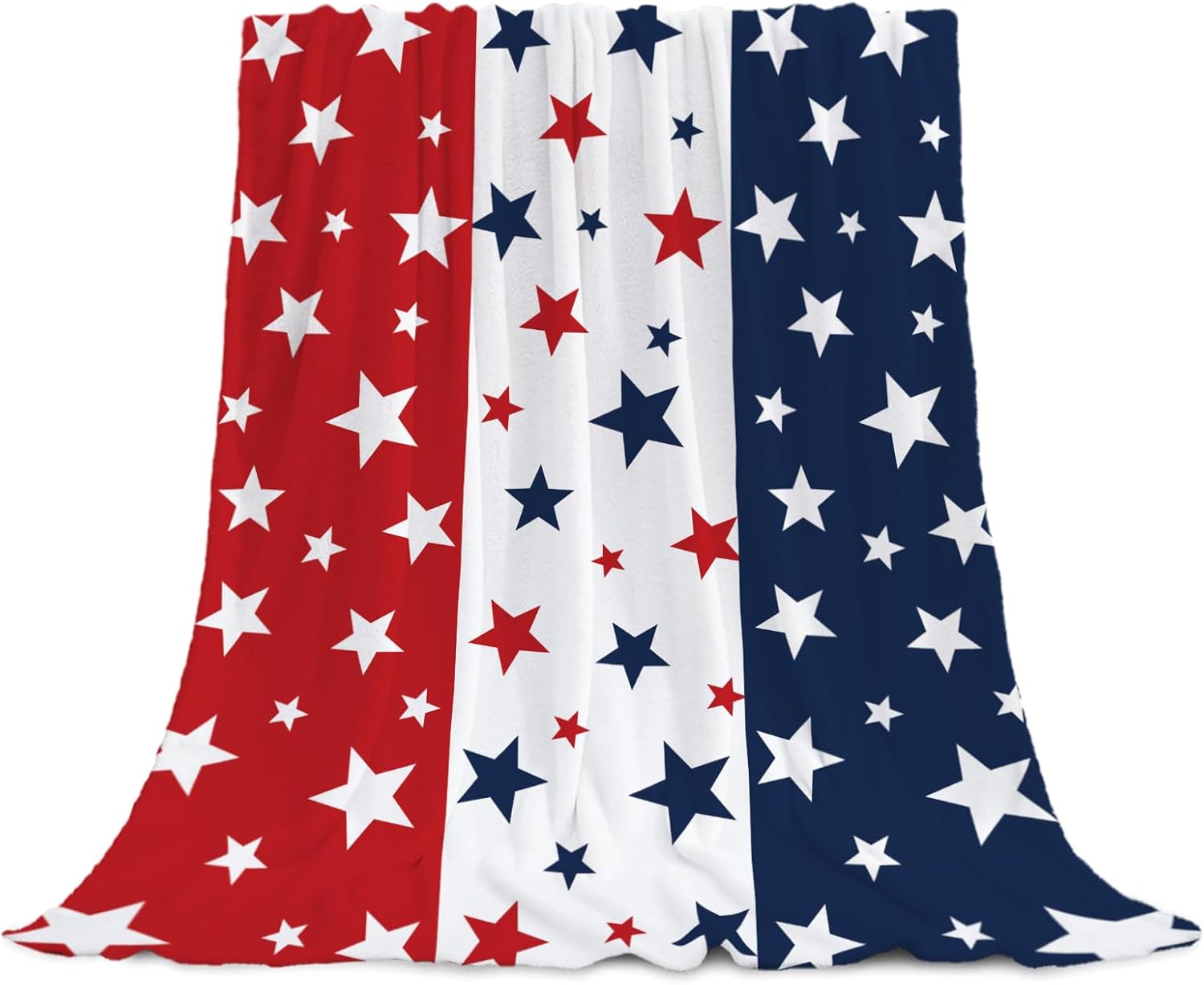 YeeJu Patriotic Throw Blanket Twin XL Size 4th of July Memorial Day Fourth of July Blanket Couch Bed Soft Fleece Blanket Stars and Stripes Red White Blue American Flag Veteran Blanket 66x90