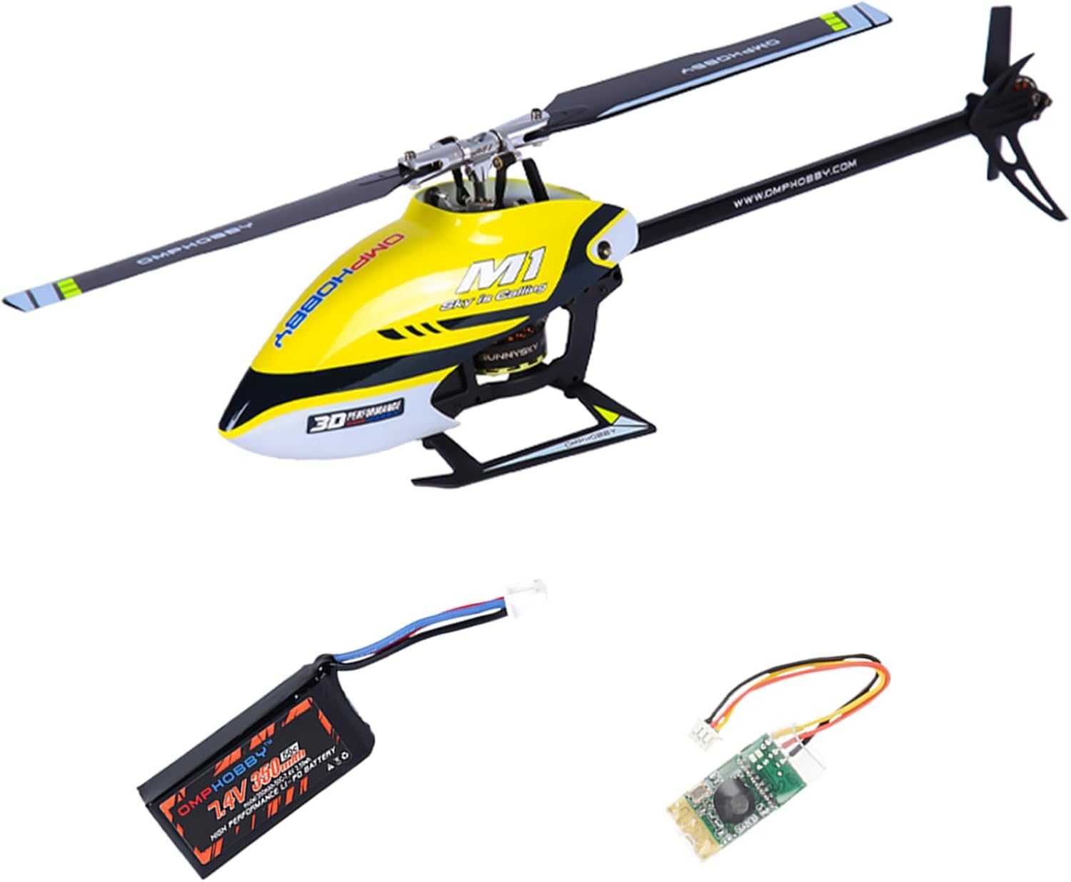 Buddy RC OMPHOBBY M1 V1 RC Helicopter for Adults - 6CH 3D Aerobatic RC Helicopters Outdoor with Dual Brushless Direct-Drive Motors, Outdoor Mini RC Aircraft for Advanced Pilots（BNF Version, Yellow）