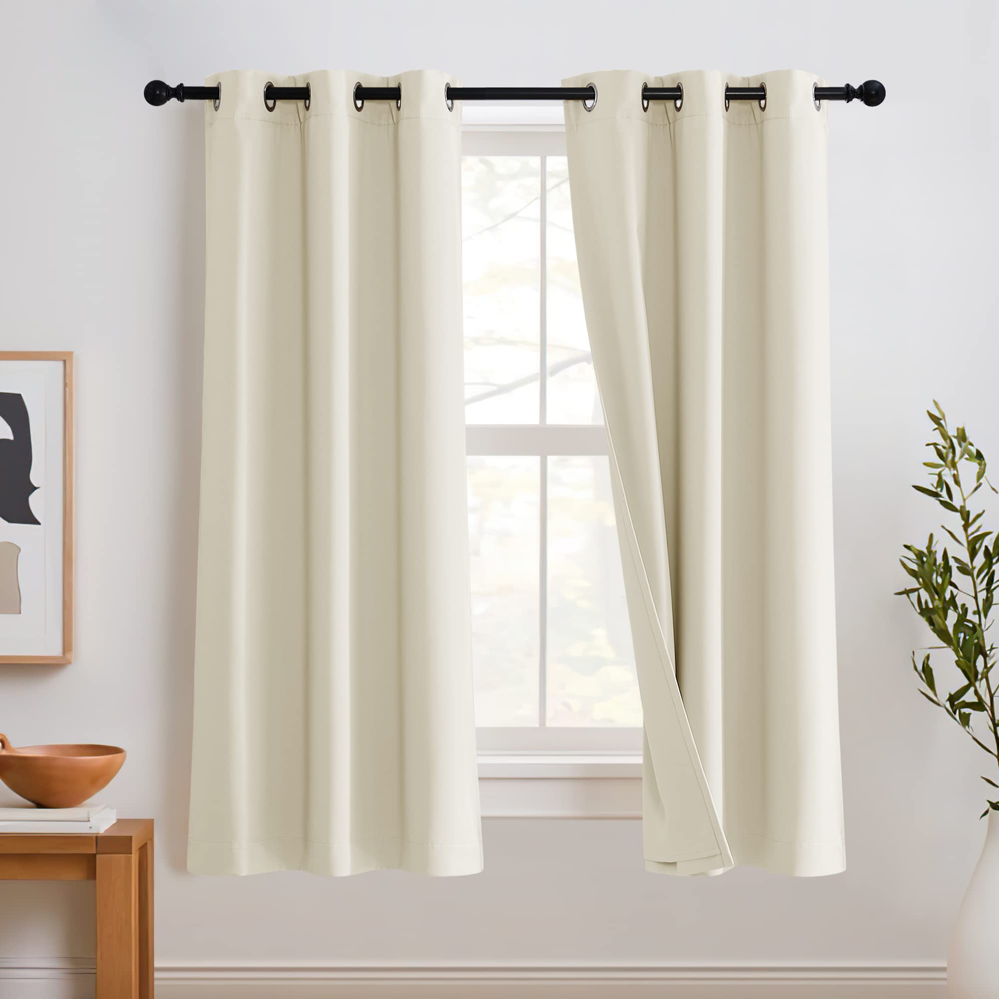 Amazon.co.jp: RYB HOME ノイズキャンセリングカーテン 長さ63インチ 2