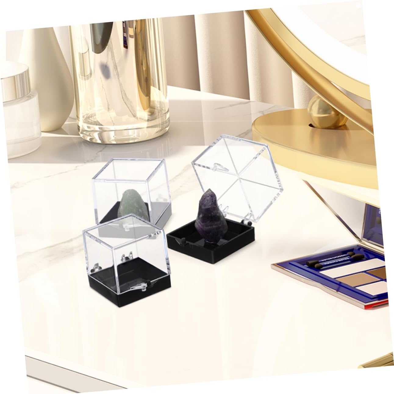 SHOWERORO 10pcs Transparent Mineral Specimen Display Box Storage Container for Collectibles Jewelry Crafts Elegant Showcase Smooth Finish for Organization