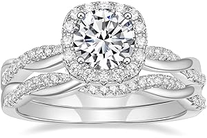 1.2ct Bridal Rings Women Twisting Infinity Round Cut Cubic Zirconia Halo CZ Engagement Rings