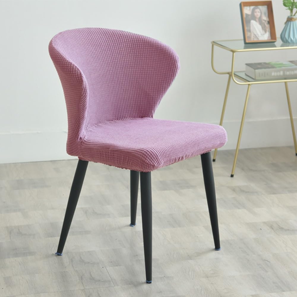 Set of 1/2/4 Curved Back Accent Kitchen Chair Slipcover, Dining Chair Slipcovers Cover, Arc Shaped Counter Height Bar Stool Covers for Living Room Kitchen Hotel(Purple,4PCS)