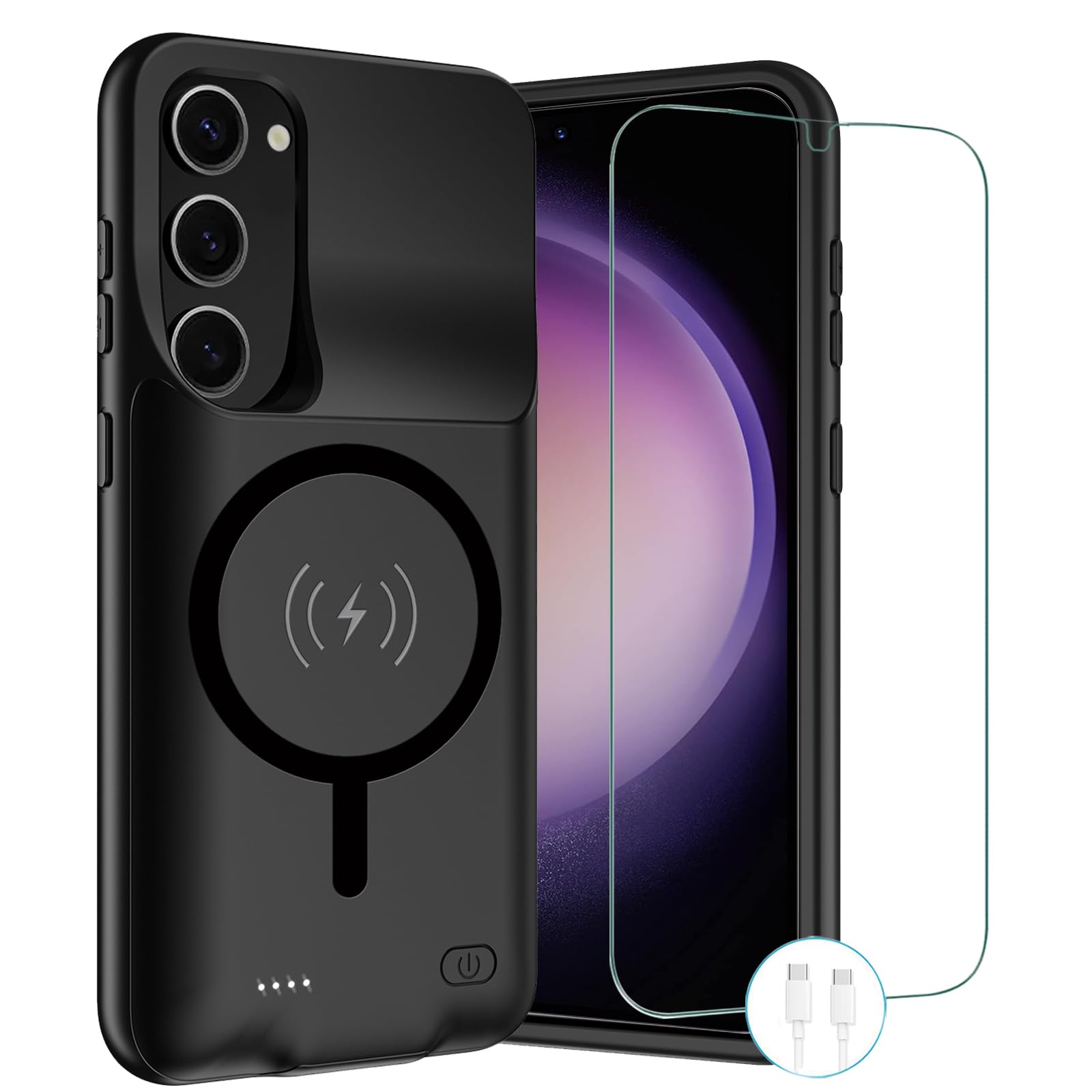 Wireless Charging Case for Galaxy S23 Plus , Newest 12000mAh Rechargeable Portable Charging Case Compatible with Galaxy S23 Plus 6.6