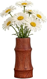 Rustic Table Centerpiece, Aesthetic Decorative Vase for Flowers with Wood, Durable Wooden Material with Unique Grain Feature, Living Room Dining Room Kitchen Utility, Home Office Wedding 1 Pack