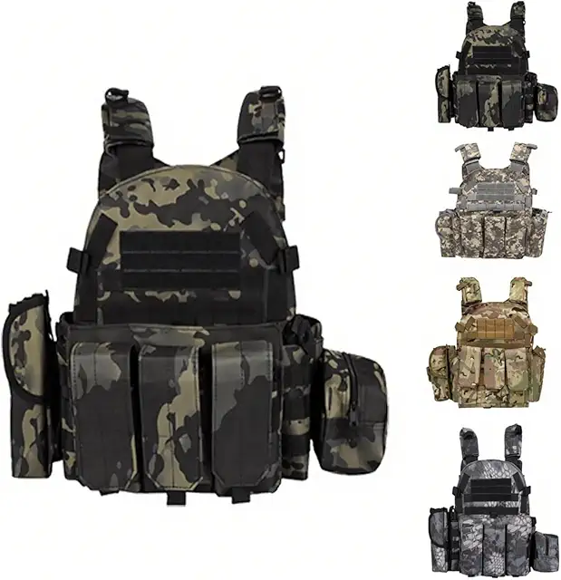 Gilet Tactique Militaire - Porte-Plaque de Chasse et Ceinturon d'Entraînement