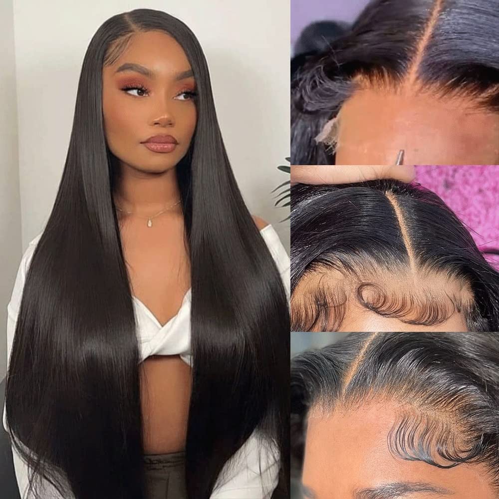 Straight Lace Closure 4x4 Free Part Closure 100% Brazilian Virgin Human Hair Lace Closure Straight Hair Weave With Baby Hair Natural Black Color(22inch)