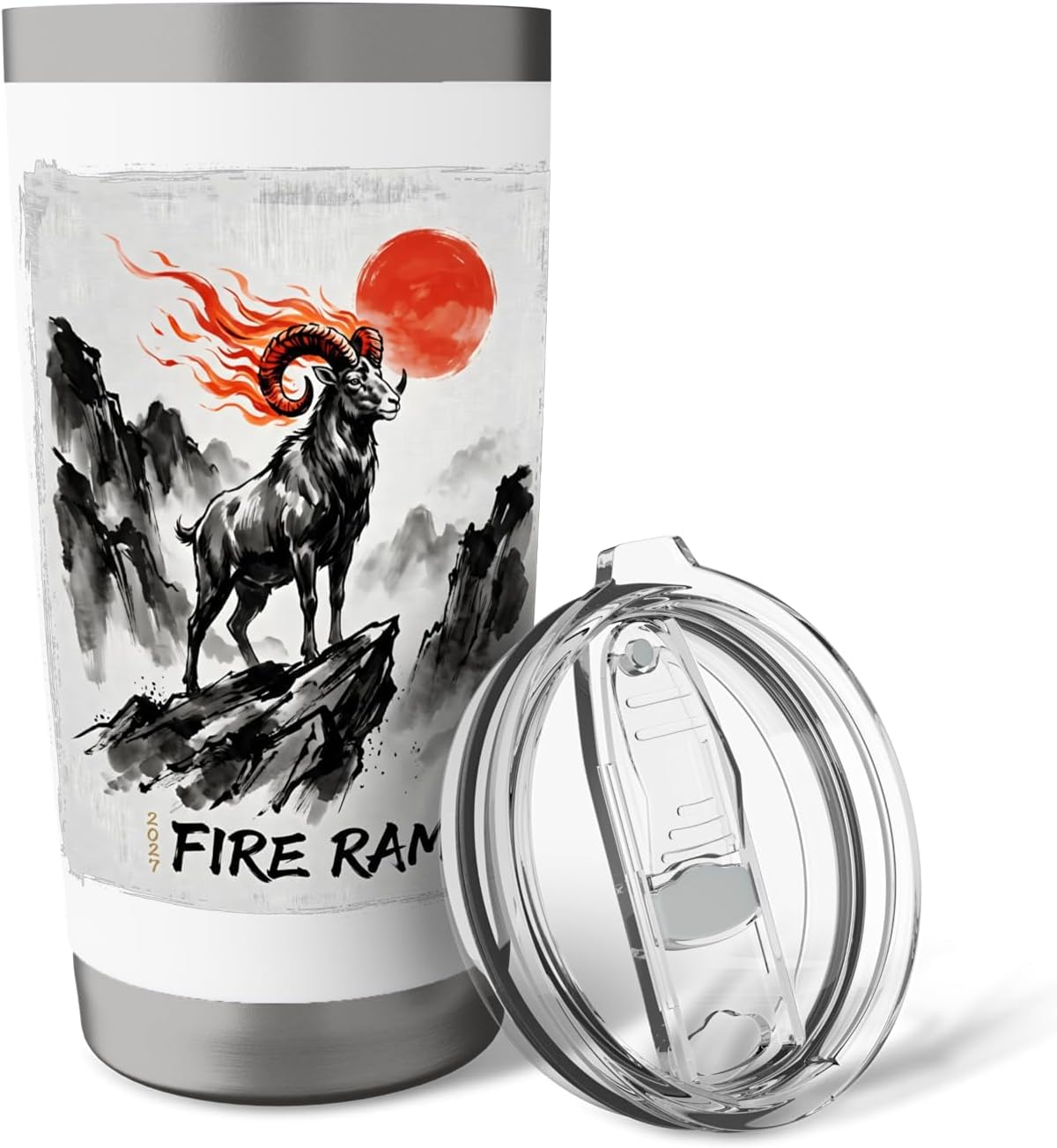 Year of the Fire Ram 2027 Chinese Zodiac Goat Lunar Year Stainless Steel Insulated Tumbler image 5