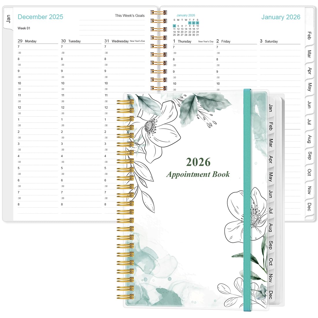 2026 Appointment Book & Planner - Hourly Planner from January 2026 -December 2026, Weekly Appointment Book 2026 with 30-Minute Interval, 6.4" x 8.5",
