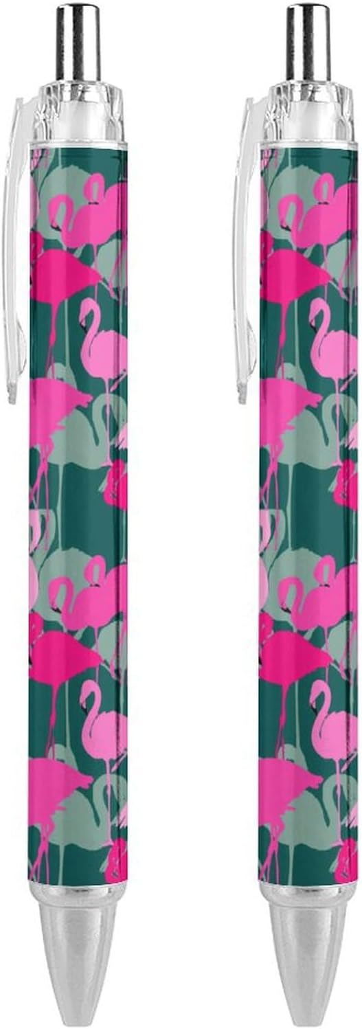 Camouflage Flamingos Funny Ballpoint Pens 0.5mm Retractable Ball Point Pen Smooth Writing 2 PCS