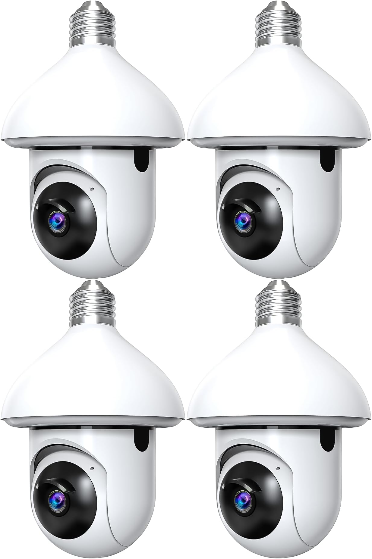 4pcs Light Bulb Security Camera -2.4GHz WiFi 1080p Security Cameras Wireless Indoor Outdoor Motion Detection and Alarm,Two-Way Talk,Color Night Vision,Can be used as a street lamp light bulbs camera